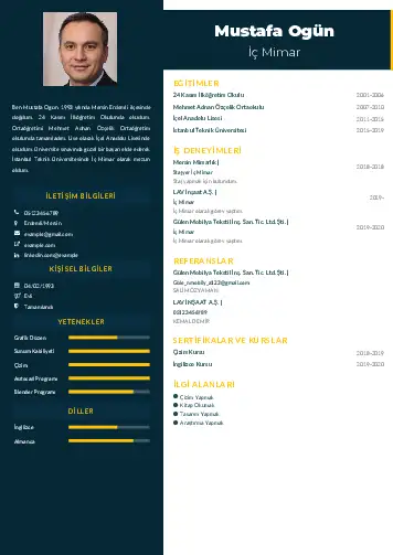 Mimar Cv Örnekleri cv indir